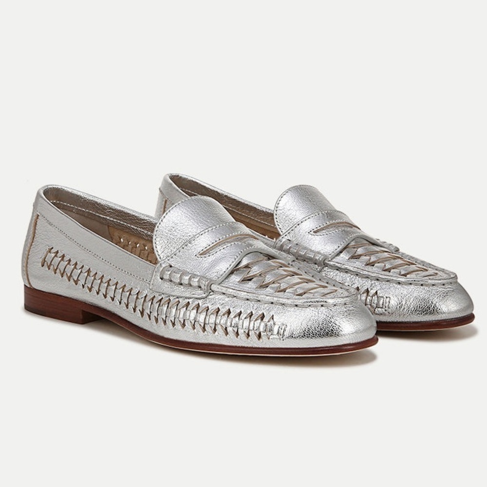 Veronica Beard Penny Woven Metallic Leather Loafer new Size: 6